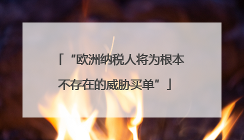 “欧洲纳税人将为根本不存在的威胁买单”