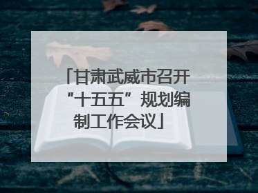 甘肃武威市召开“十五五”规划编制工作会议