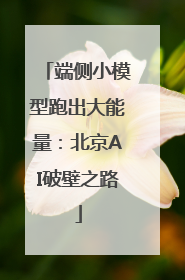 端侧小模型跑出大能量：北京AI破壁之路