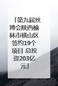 第九届丝博会陕西榆林市横山区签约19个项目 总投资203亿元