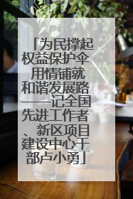 为民撑起权益保护伞 用情铺就和谐发展路——记全国先进工作者、新区项目建设中心干部卢小勇