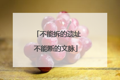 不能拆的遗址 不能断的文脉