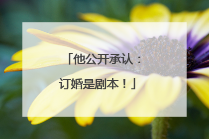 他公开承认：订婚是剧本！