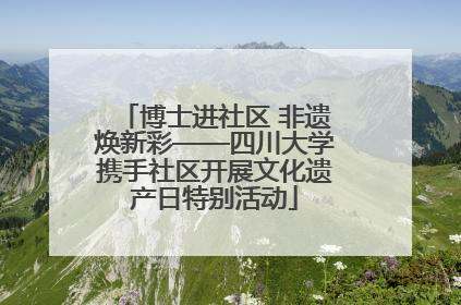 博士进社区 非遗焕新彩——四川大学携手社区开展文化遗产日特别活动