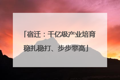 宿迁：千亿级产业培育稳扎稳打、步步攀高