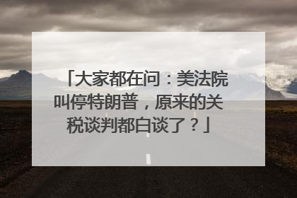 大家都在问：美法院叫停特朗普，原来的关税谈判都白谈了？
