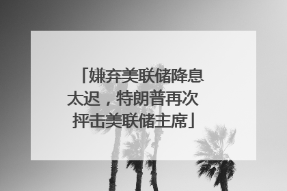 嫌弃美联储降息太迟，特朗普再次抨击美联储主席