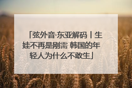 弦外音·东亚解码丨生娃不再是刚需 韩国的年轻人为什么不敢生