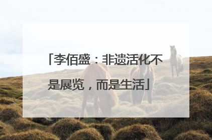 李佰盛：非遗活化不是展览，而是生活