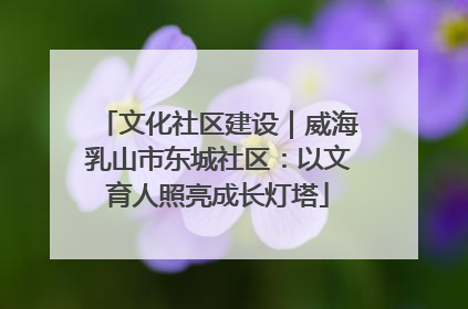 文化社区建设｜威海乳山市东城社区：以文育人照亮成长灯塔