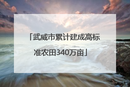 武威市累计建成高标准农田340万亩