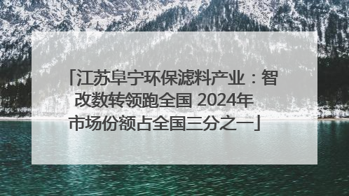 江苏阜宁环保滤料产业：智改数转领跑全国 2024年市场份额占全国三分之一