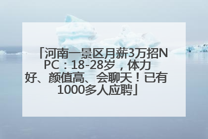 河南一景区月薪3万招NPC：18-28岁，体力好、颜值高、会聊天！已有1000多人应聘