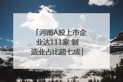 河南A股上市企业达111家 制造业占比超七成