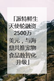 派特鲜生天使轮融资2500万美元，与海鼎共推宠物食品数智化升级