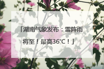 湖南气象发布：雷阵雨将至！最高36℃！