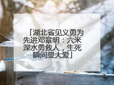 湖北省见义勇为先进邓章明：六米深水勇救人，生死瞬间显大爱