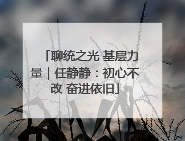 聊统之光 基层力量｜任静静：初心不改 奋进依旧