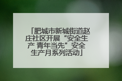 肥城市新城街道赵庄社区开展“安全生产 青年当先”安全生产月系列活动