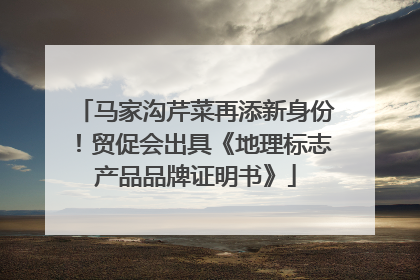 马家沟芹菜再添新身份！贸促会出具《地理标志产品品牌证明书》