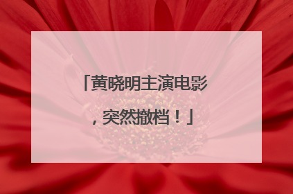 黄晓明主演电影，突然撤档！