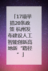 17项举措20条政策 杭州发布建设人工智能创新高地新“路径”