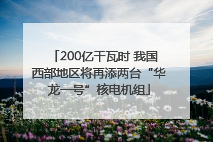 200亿千瓦时 我国西部地区将再添两台“华龙一号”核电机组