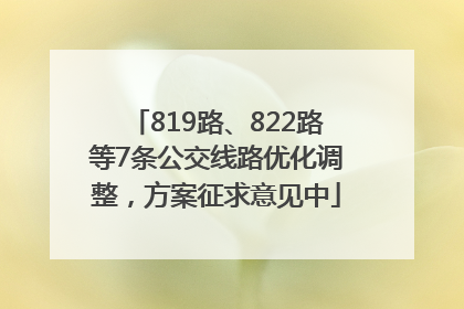 819路、822路等7条公交线路优化调整，方案征求意见中